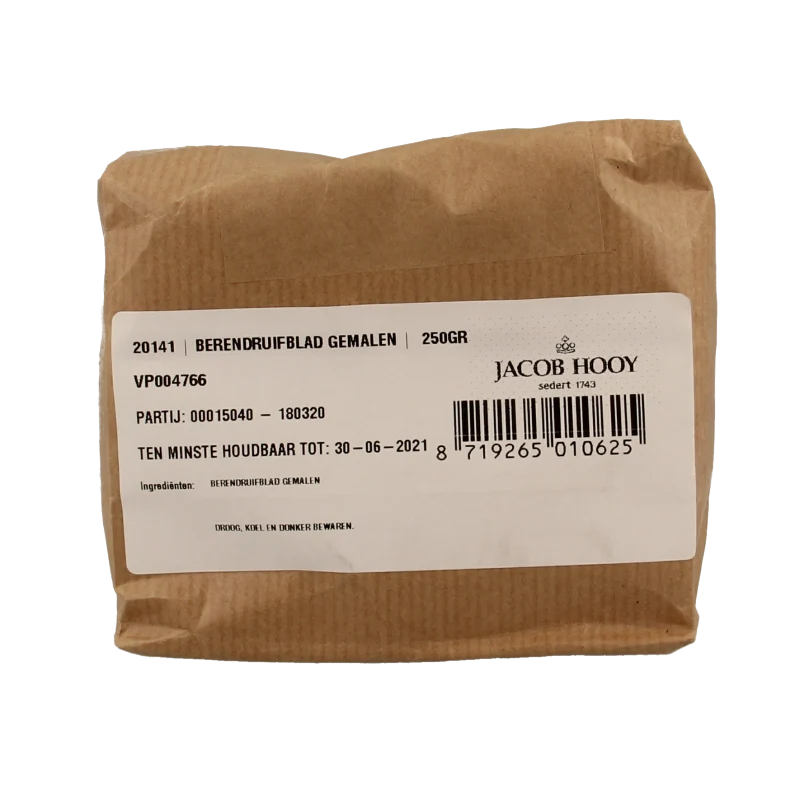 Jacob Hooy Berendruifblad gemalen 250 gram