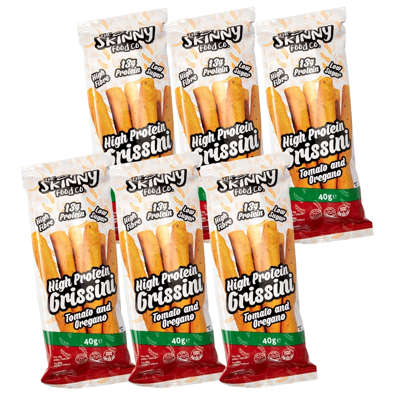 (Opruiming, Ten minste houdbaar tot 26 mei) Magere eiwitrijke grissini met tomaat en oregano 40 g x 6