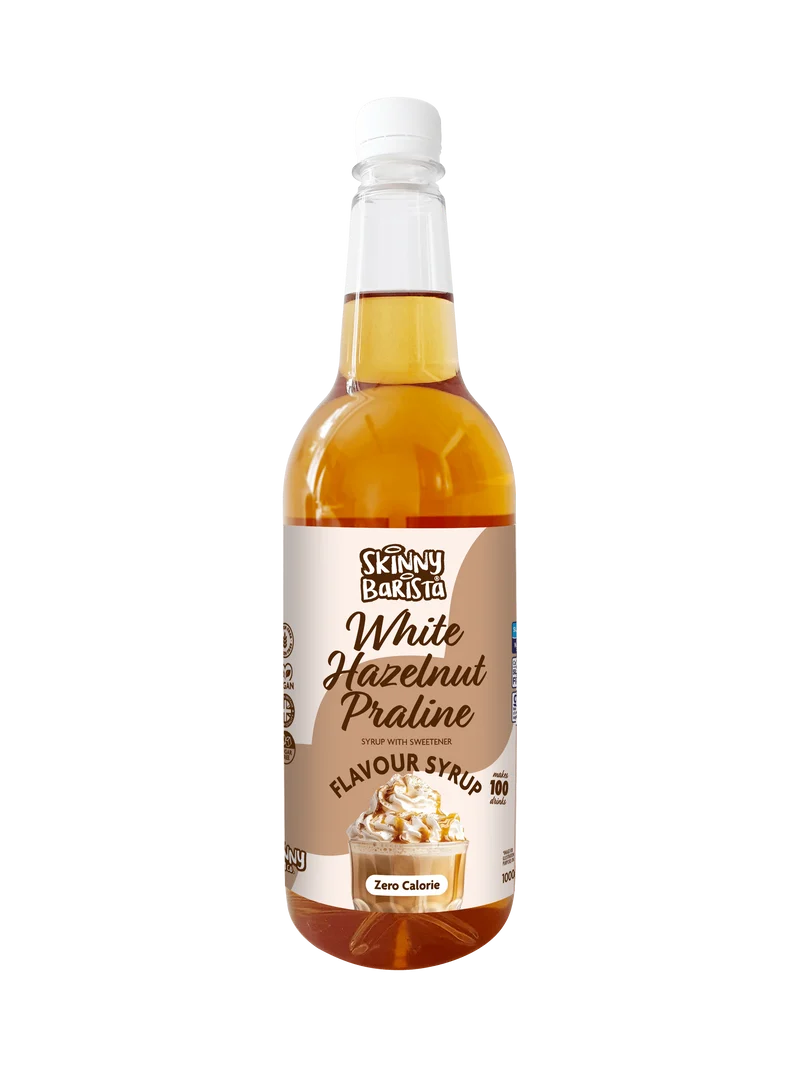 Skinny Barista Witte Hazelnoot Praline Siroop - Suikervrije Skinny Koffie zonder calorieën - 1 Liter