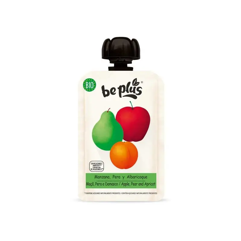 Beplus Knijpfruit 100% apple pear apricot 100 gram