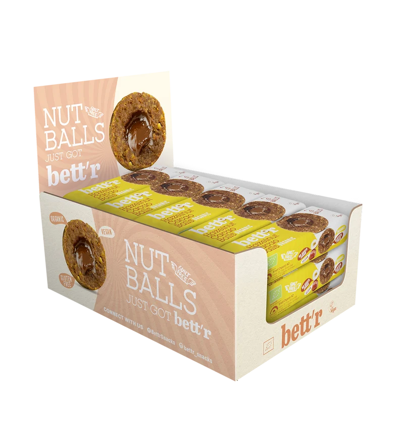 Bio Fruit balls with Hazelnut and Cacao filling, Bett'r