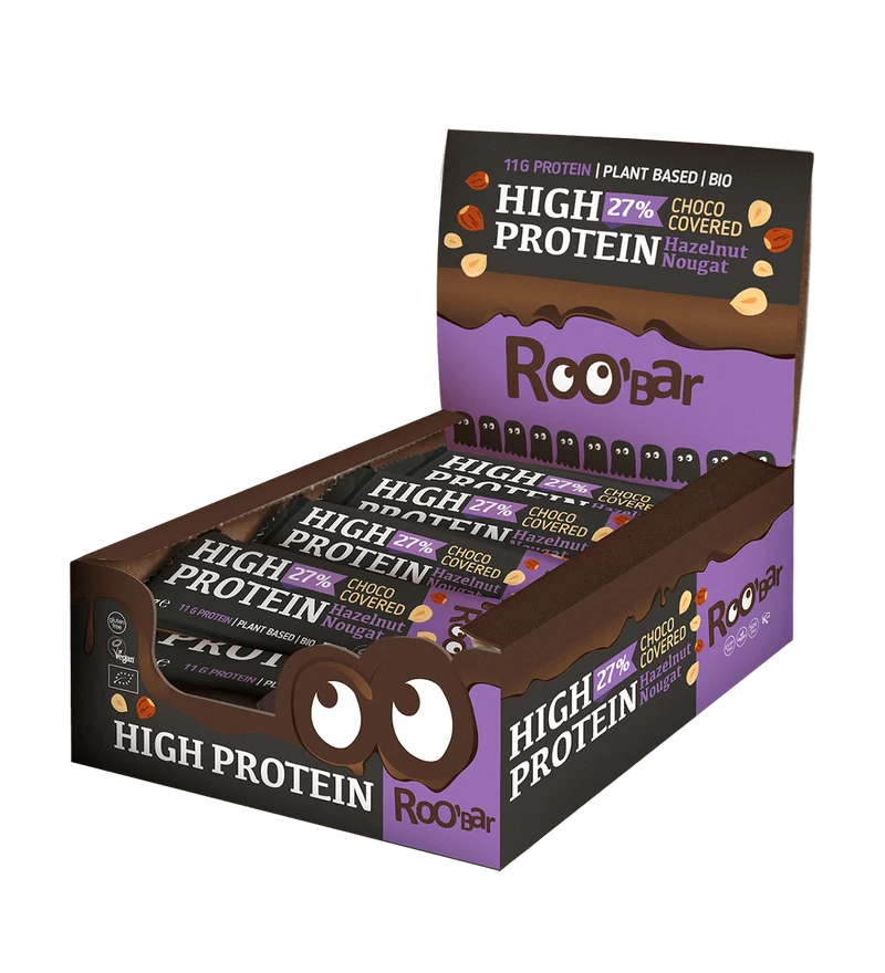 BIO High Protein Chocolate Covered Bar with Hazelnut Nougat