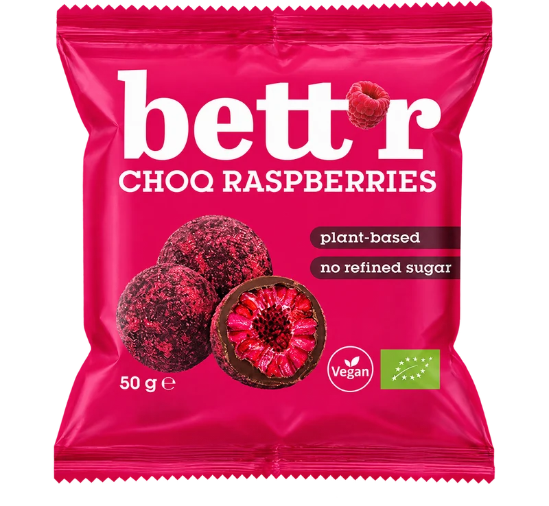 Bio Freeze-Dried Raspberries with Cocoa Glaze, Bett'r