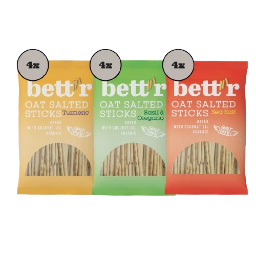 Bio Bett’r Oat Salted Sticks – 3 Flavour Mix Box