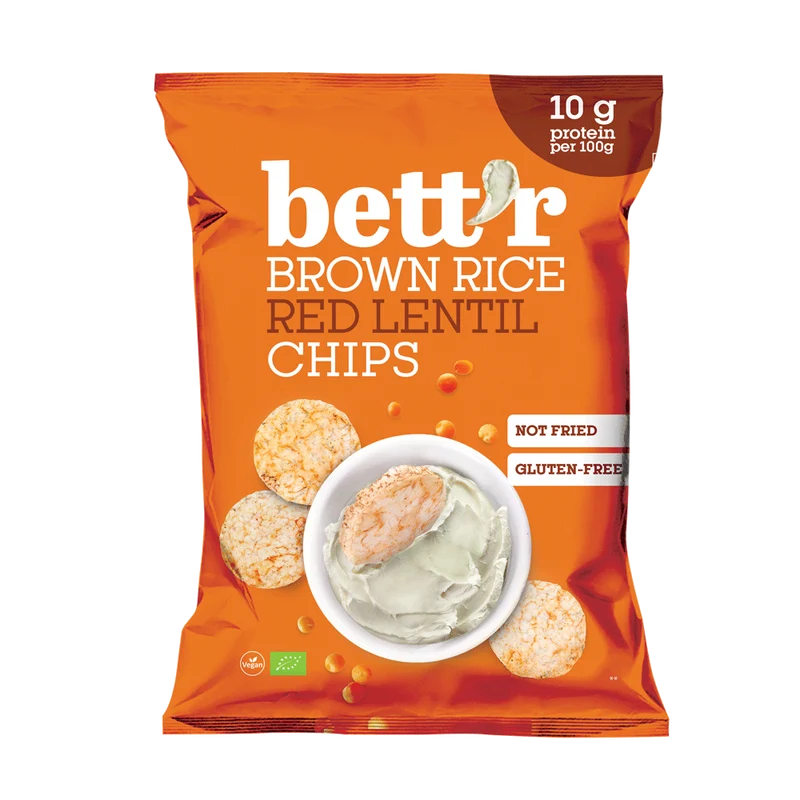 Bio Rice chips with red lentils, gluten free, Bett'r