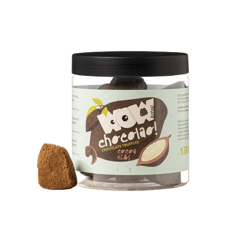 Cocoa Nibs Chocolate Truffles Gift Jar 130g | Crunchy Cocoa Chocolate