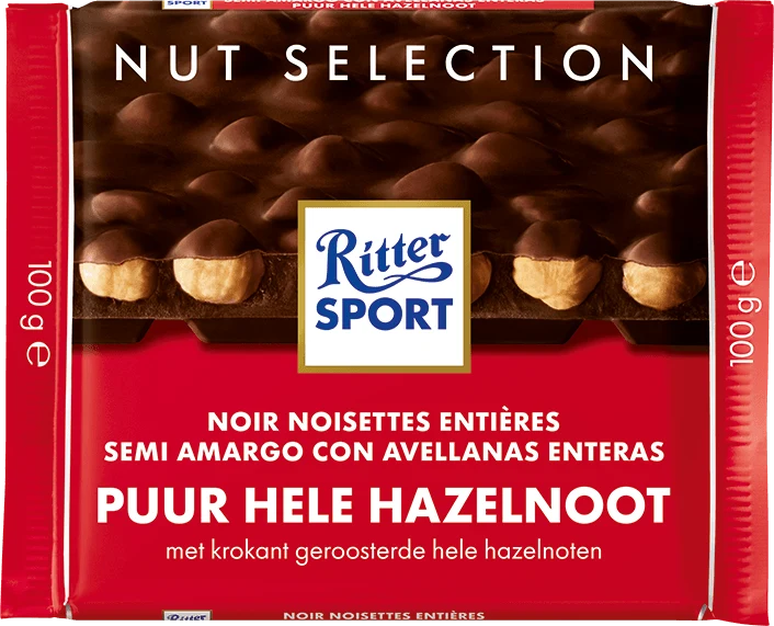 Ritter Sport Hele Hazelnoot Puur Doos - 10 x 100 Gram