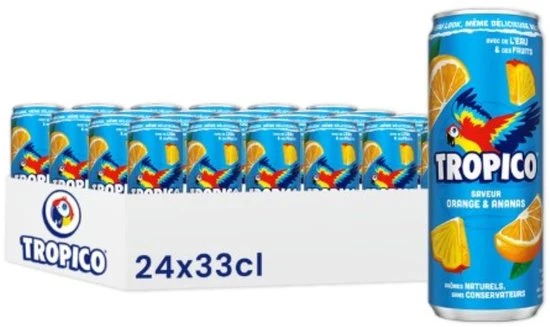 Tropico Frisdrank Sinasappel Ananas Tray 24 x 33CL