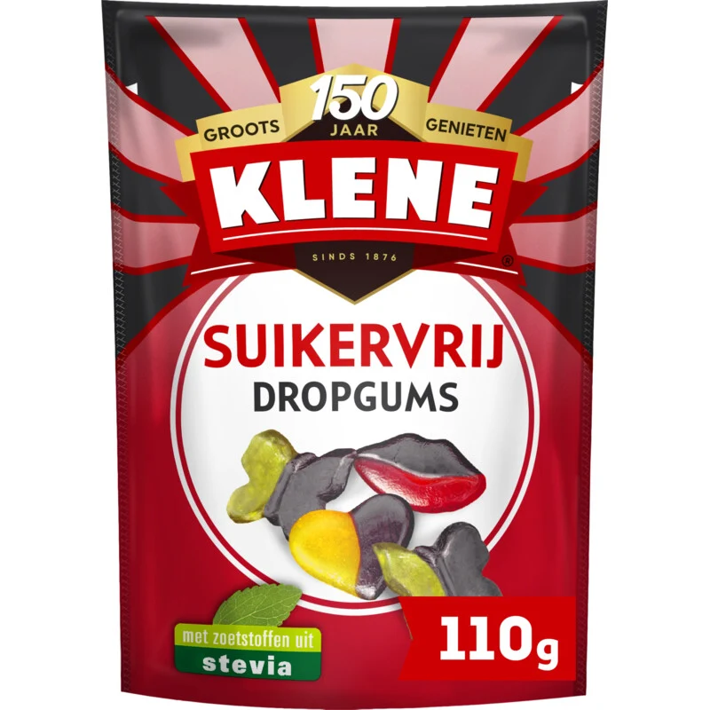 Klene Dropgums Suikervrij 110 Gram