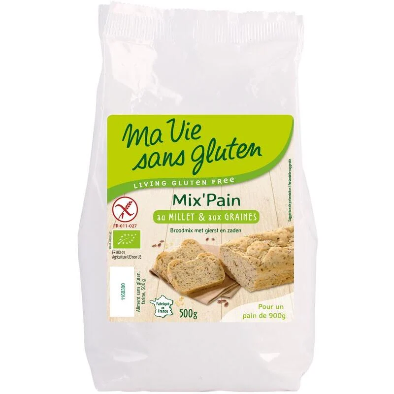 Ma Vie Sans Broodmeel met gierst en zaden glutenvrij bio 500g