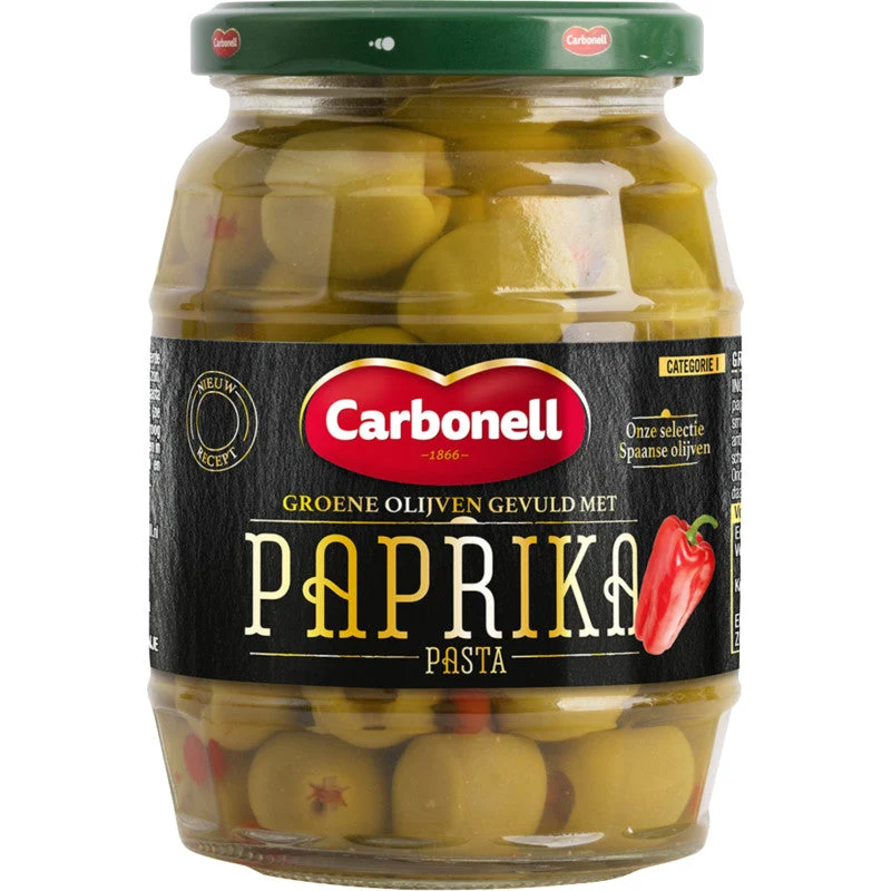 Carbonell Green Olives Stuffed with Paprika Paste