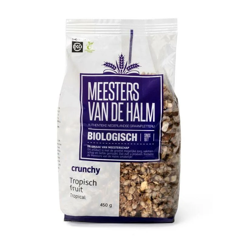 De Halm Crunchy tropische vruchten bio 450g