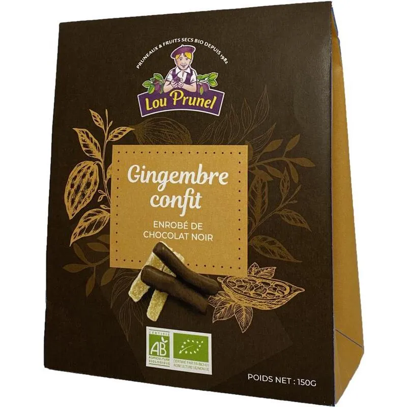 Lou Prunel Gember in pure chocolade bio 150g