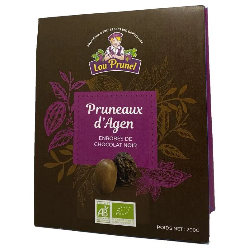 Lou Prunel Pruimen in pure chocolade bio 200g