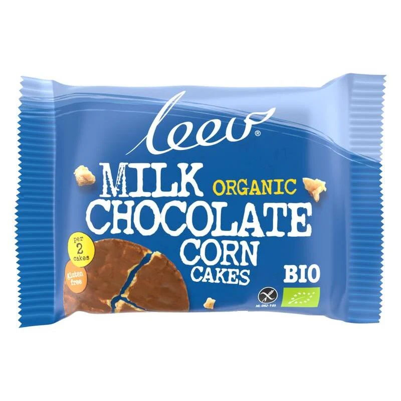 Leev Maiswafels melk chocolade glutenvrij bio 34g