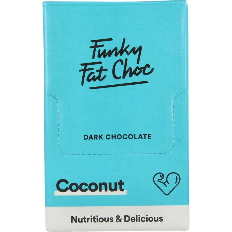Funky Fat Choc Chocolade suikervrij MCT coconut 10 x 50 gram bio 10x50g