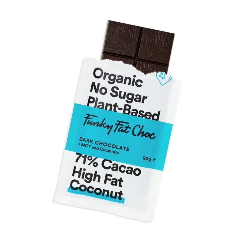 Funky Fat Choc Chocolade suikervrij MCT coconut bio 50g
