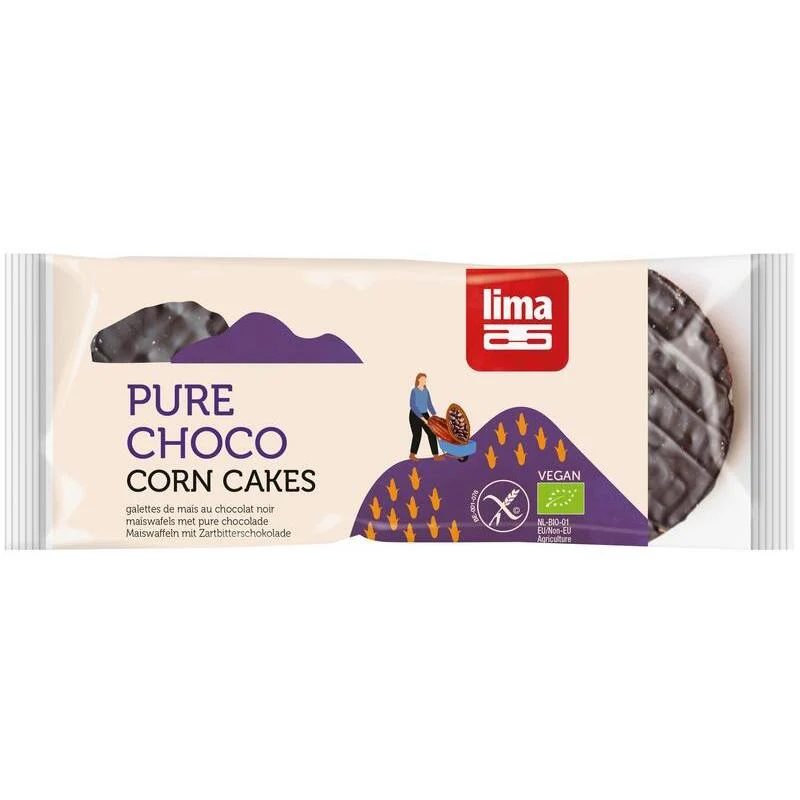Lima Maiswafels pure chocolade bio 100g