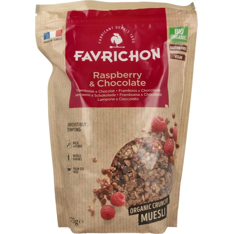 Favrichon Framboos & chocolade crunchy muesli 375g
