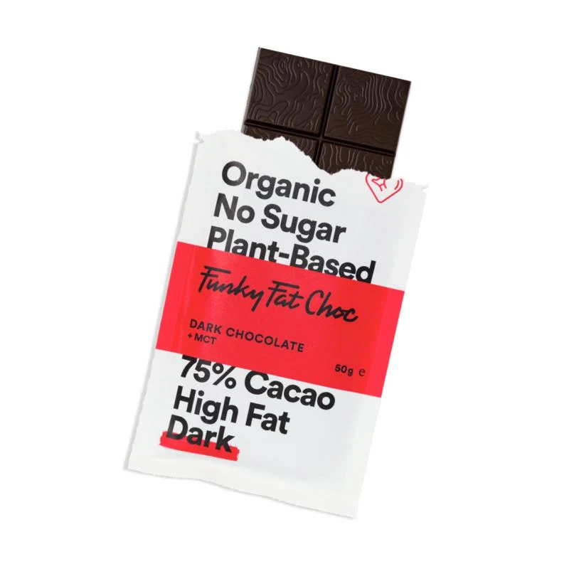 Funky Fat Choc Chocolade suikervrij MCT dark 10 x 50 gram bio 10x50g