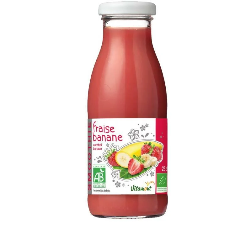 Vitamont Smoothie aardbei banaan bio 250ml