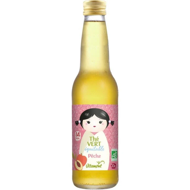 Vitamont Groene ijsthee sencha perzik bio 330ml