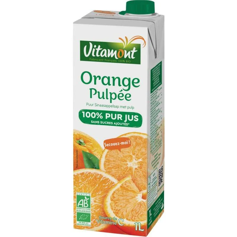 Vitamont Puur sinaasappel sap pulp pak bio 1000ml