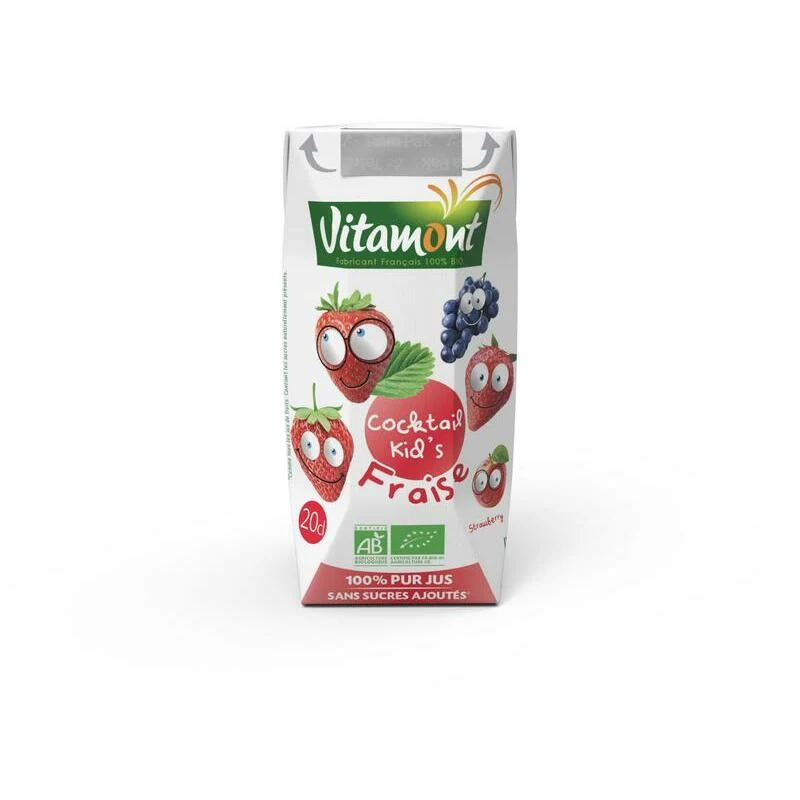 Vitamont Fruit cocktail kids aardbei bio 200ml