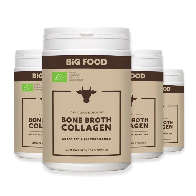 Bone Broth Collageen Poeder Bio – 4×300 g – 3+1 Gratis