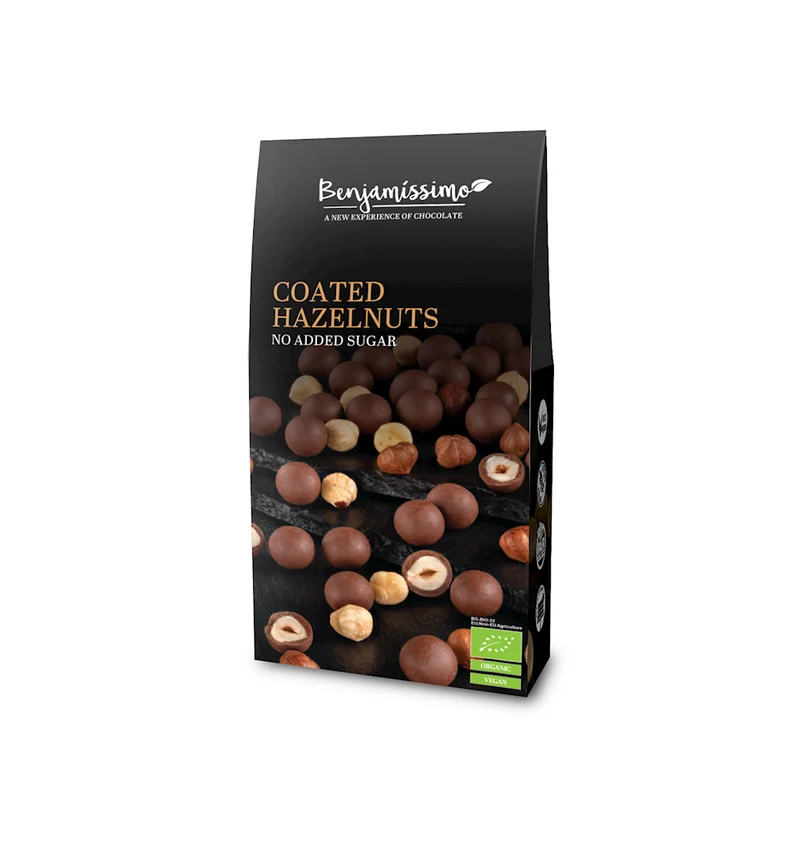 PRALINENNÜSSE IN PRALINENSCHOKOLADE ZUCKERFREI BIO 60 g - BENJAMISSIMO
