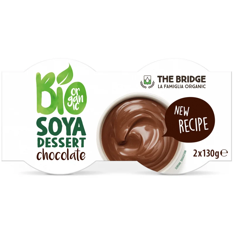 GLUTENFREIES BIO-SOJA-DESSERT MIT SCHOKOGESCHMACK (2 x 130 g) 260 g – THE BRIDGE MHD: 10-2026