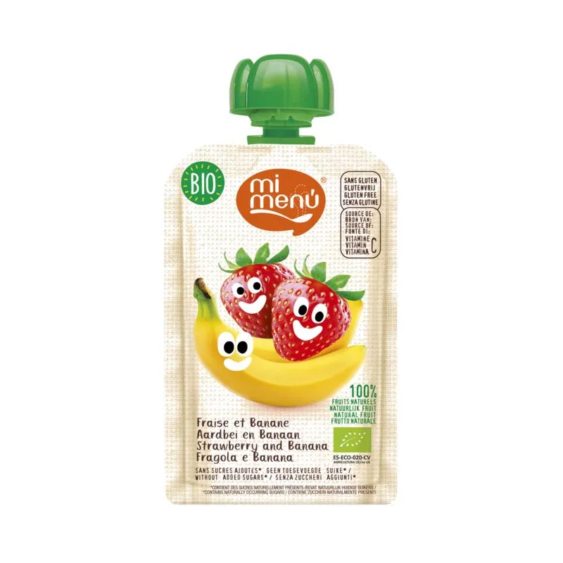 Mimenu Knijpfruit aardbei banaan 100g