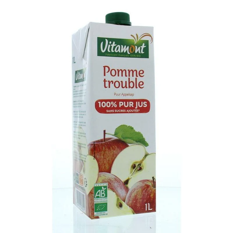 Vitamont Puur appelsap troebel pak bio 1000ml