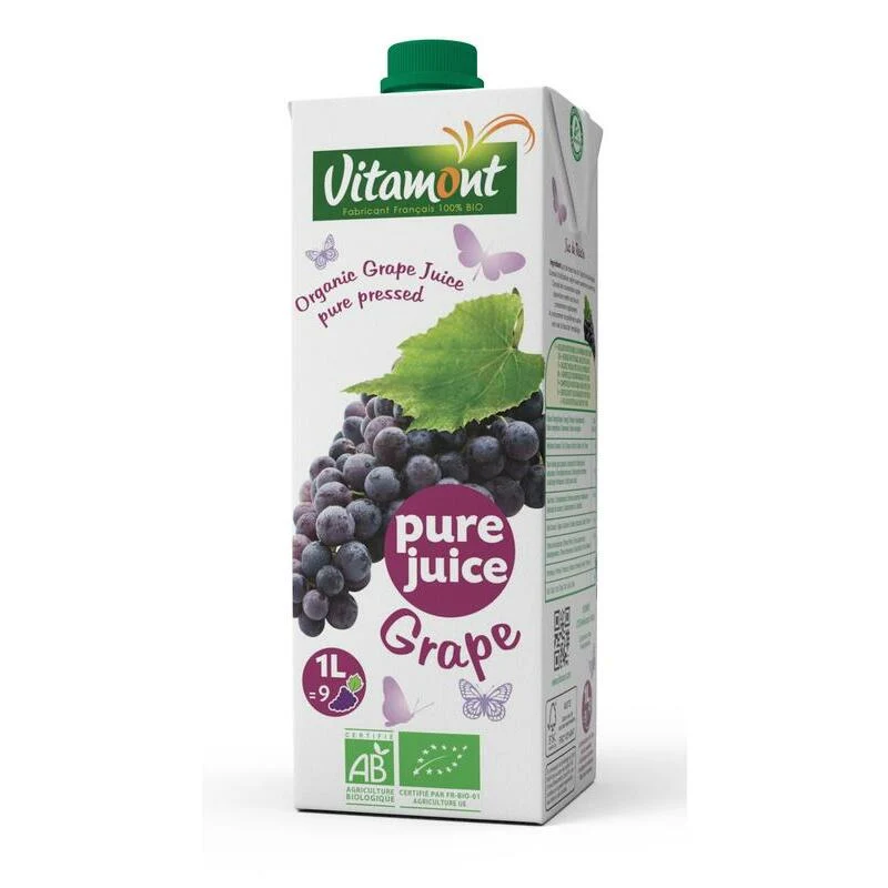 Vitamont Puur druivensap pak bio 1000ml