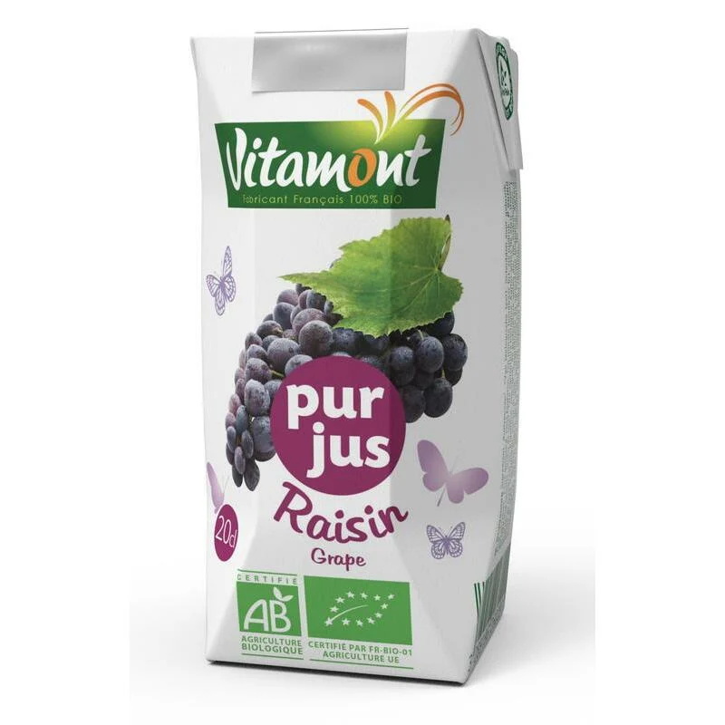 Vitamont Puur druivensap pak bio 200ml