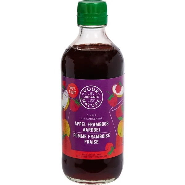 Your Organic Nat Diksap appel framboos aardbei bio 400ml