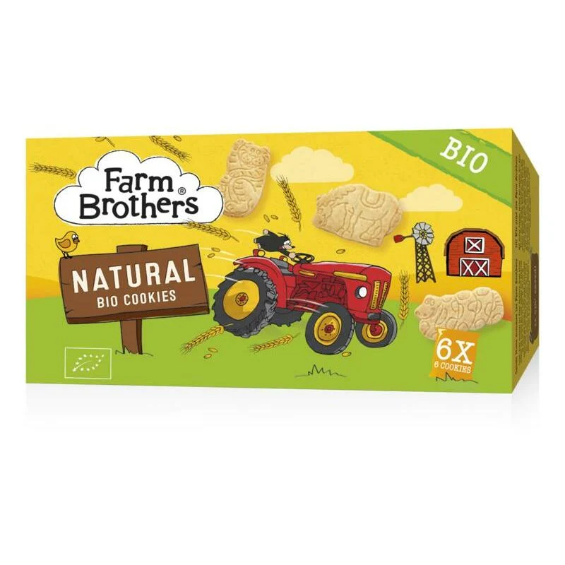 Farm Brothers Kids cookies naturel 6x uitdeelzakje bio 102g