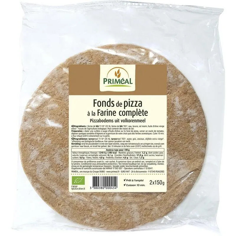 Primeal Pizza basis 150 gram bio 2x150g