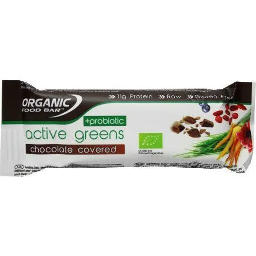 Organic Food Bar active greens covered probiotica bio 68g