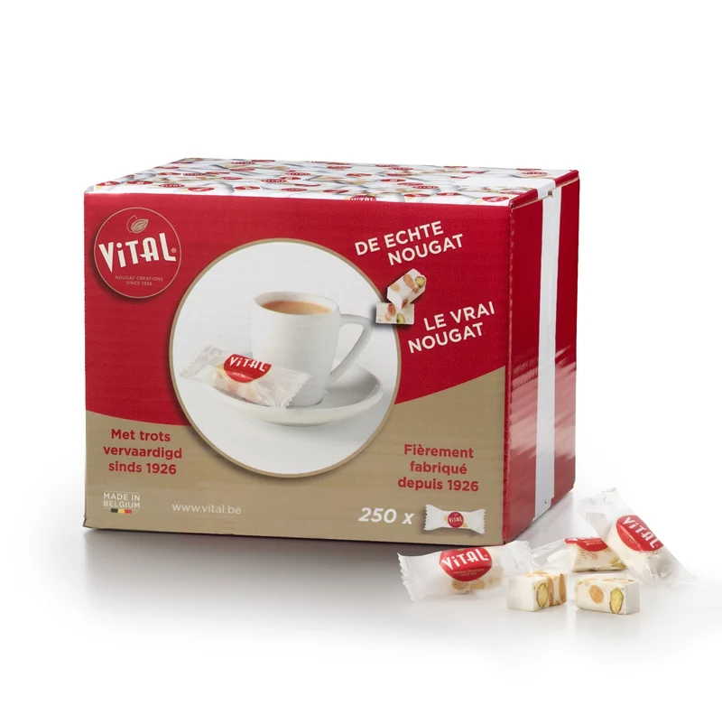 Verpakte nougat 8g amandel-pistache 250 zachte stuks
