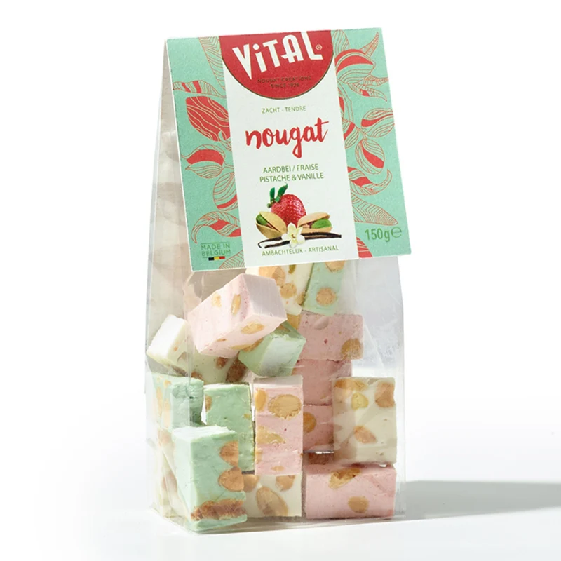 Nougat mix aardbei, pistache, vanille - zacht, 150g