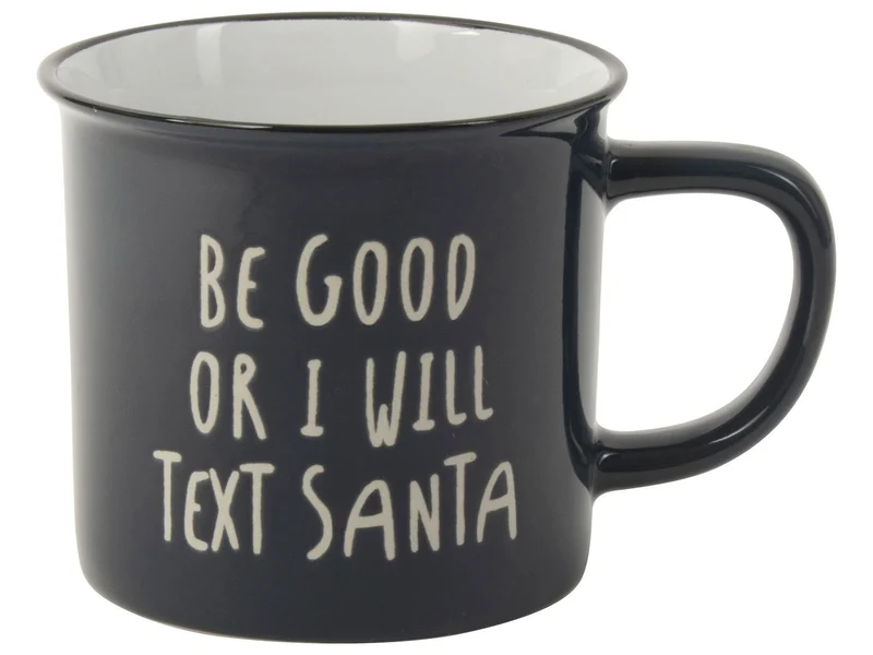 Gusta keramieken mok "Be good or I will text santa"