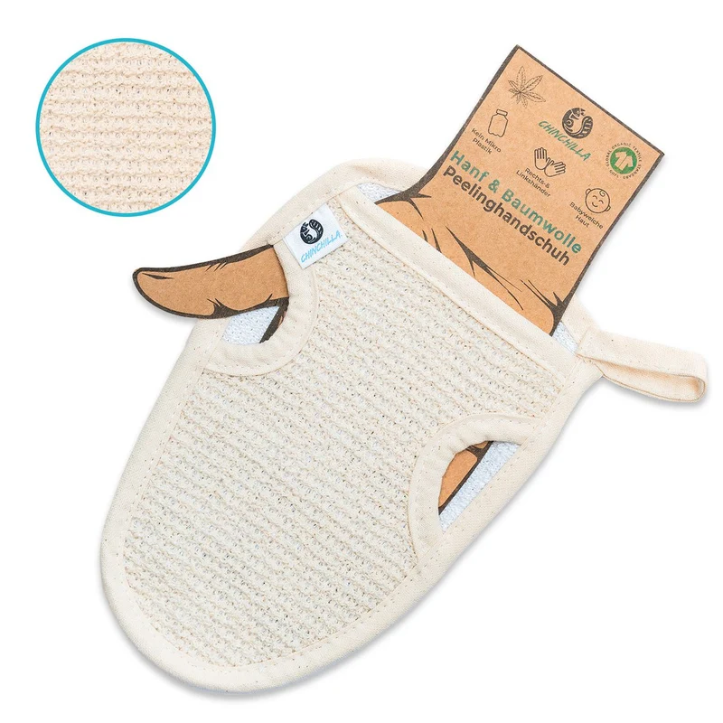 Scrub handschoen van biologisch katoen
