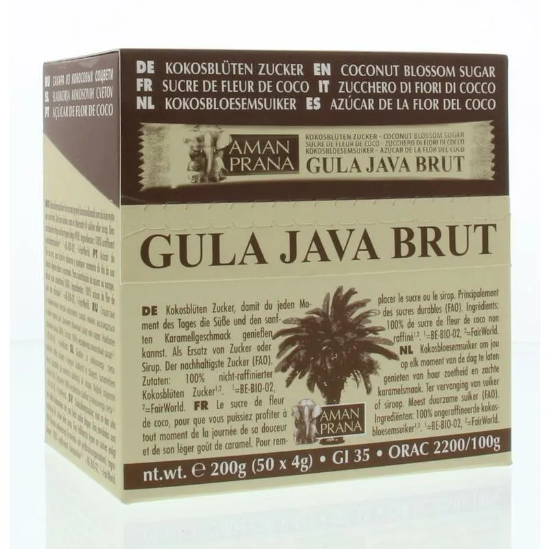 Amanprana Gula java brut stick 50 x 4 gram bio 200g