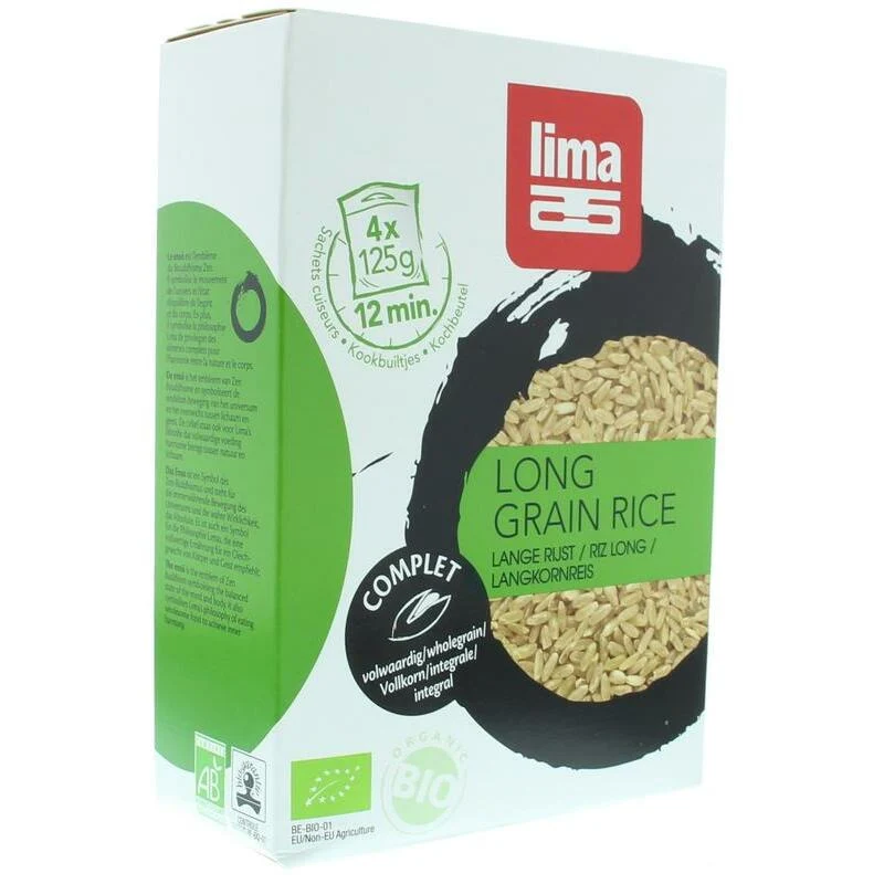 Lima Rijst lang kookbuiltjes 4 x 125 gram bio 4x125g