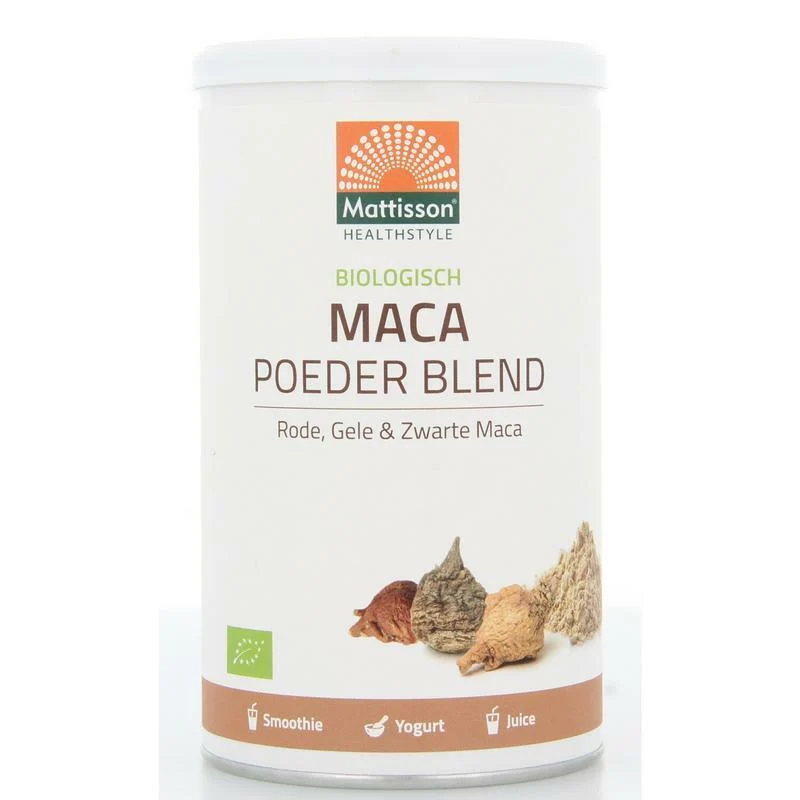 Mattisson Maca poeder blend geel. rood & zwart bio 300g