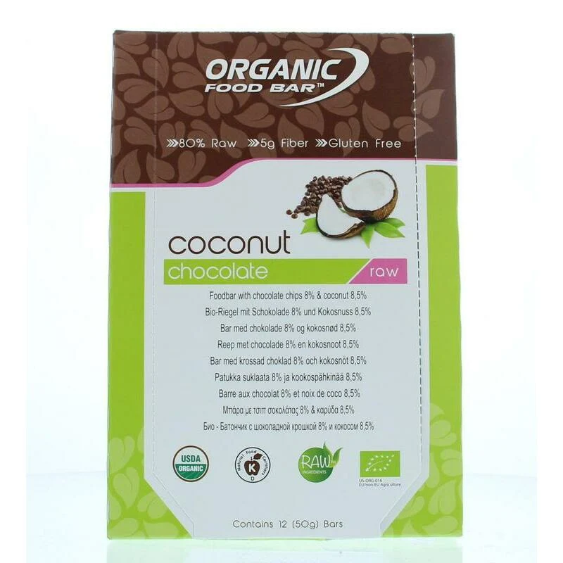 Organic Food Bar chocolade kokosnoot 50 gram bio 12x50g