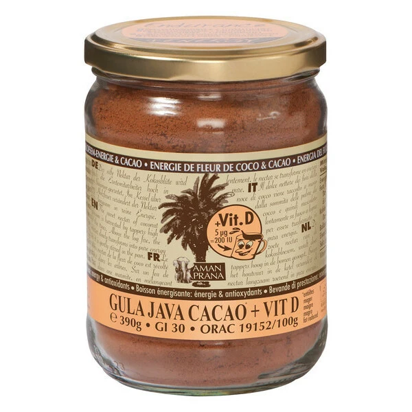 Amanprana Gula java cacao + vitamine D bio 390g