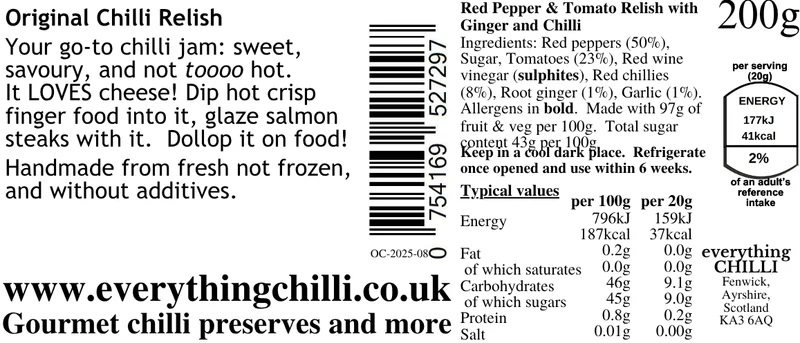 Original Chilli Relish - Chilli Jam