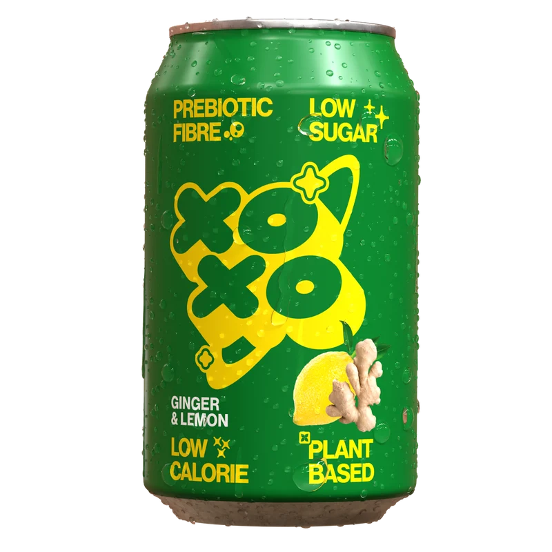 XOXO Soda Sparkling Ginger & Lemon Prebiotic Soda 330ml Can